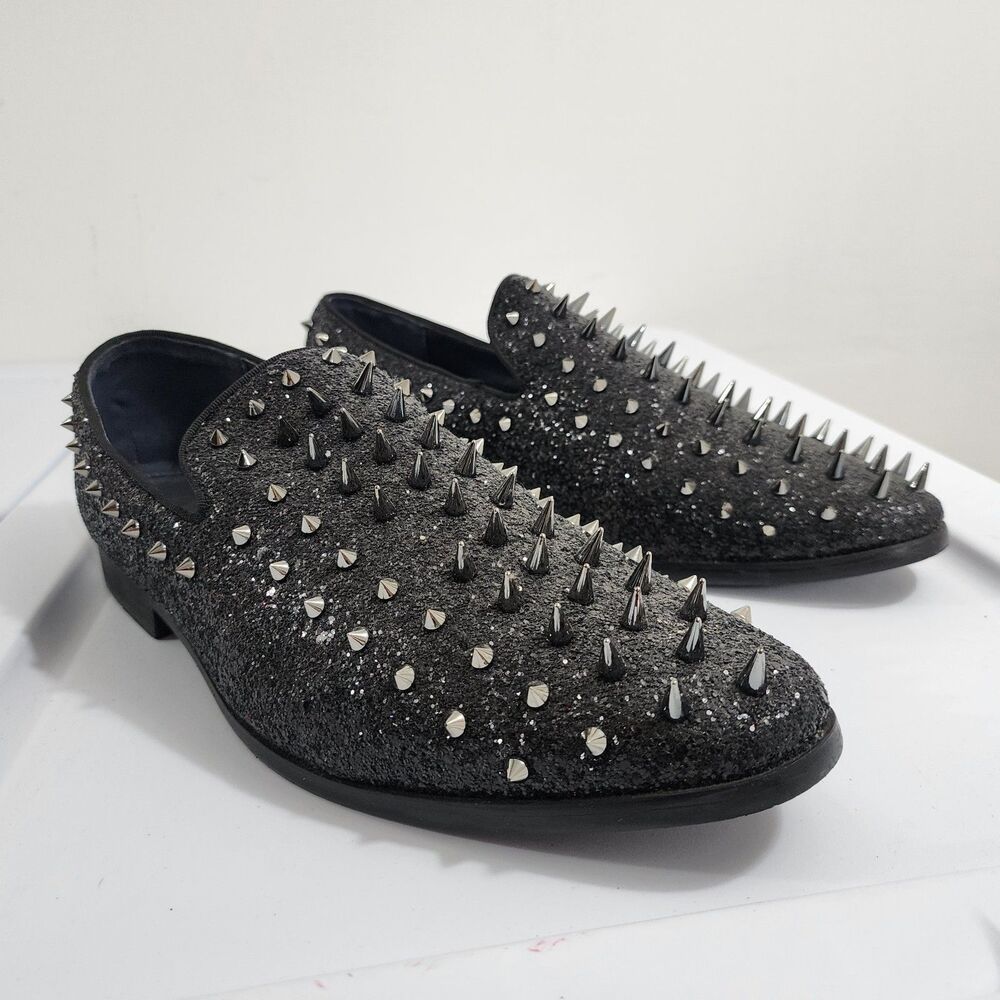 Enzo Romeo Spike Glitter Dress Tuxedo Loafers Slip-on Homecoming Prom Shoes 13